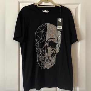 HEADS OR TAILS mens skull rhinestone T Shirt